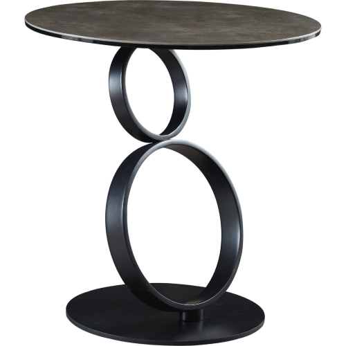 Dallas End Table in Black Ceramic & Black Steel